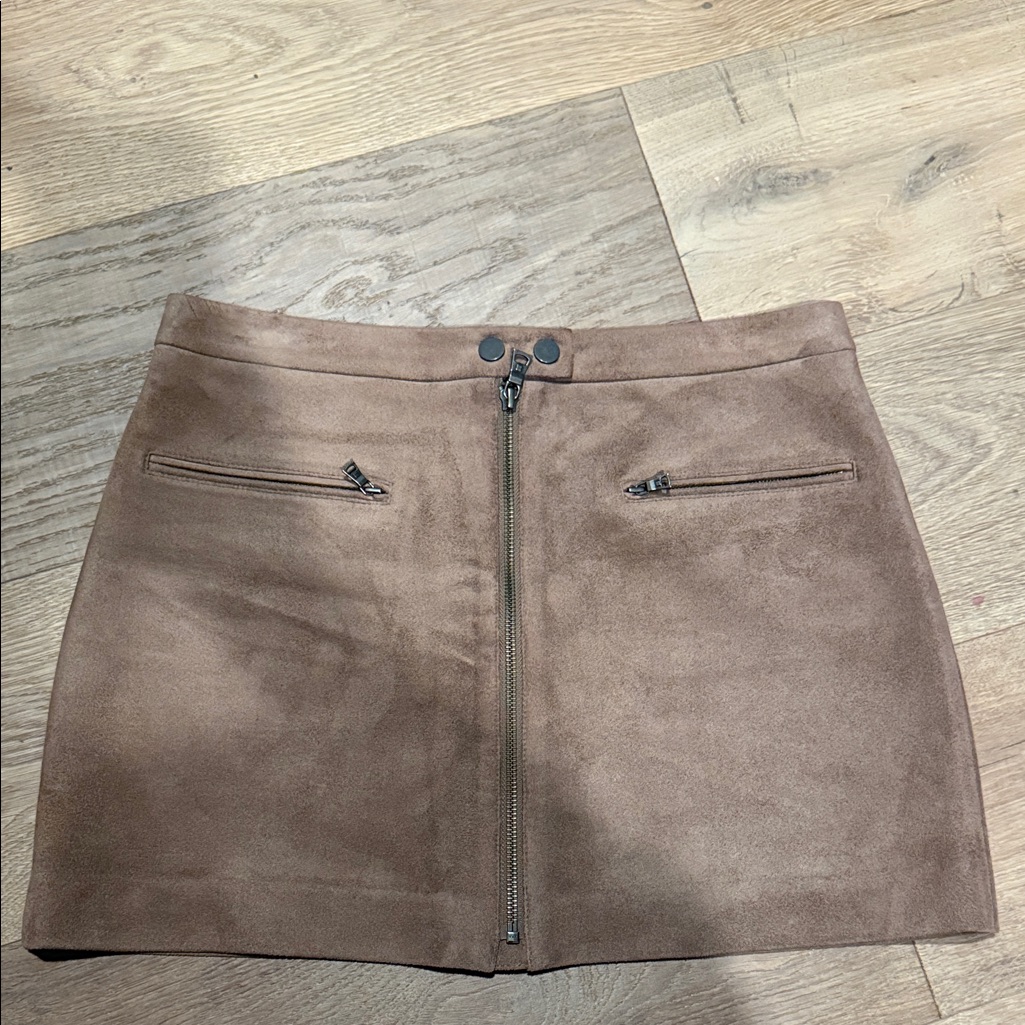 Bcbgmaxazria Tan Suede Mini Skirt